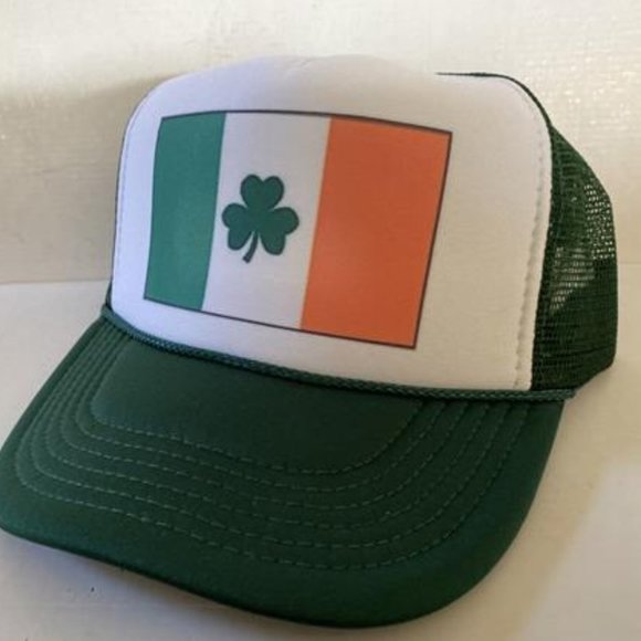 Retro Fun Irish Flag Hat Ireland Trucker Hat Dark Green Cap Party St Patrick's - Picture 2 of 5